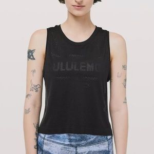 Lululemon breeze by muscle cropped tank top logo